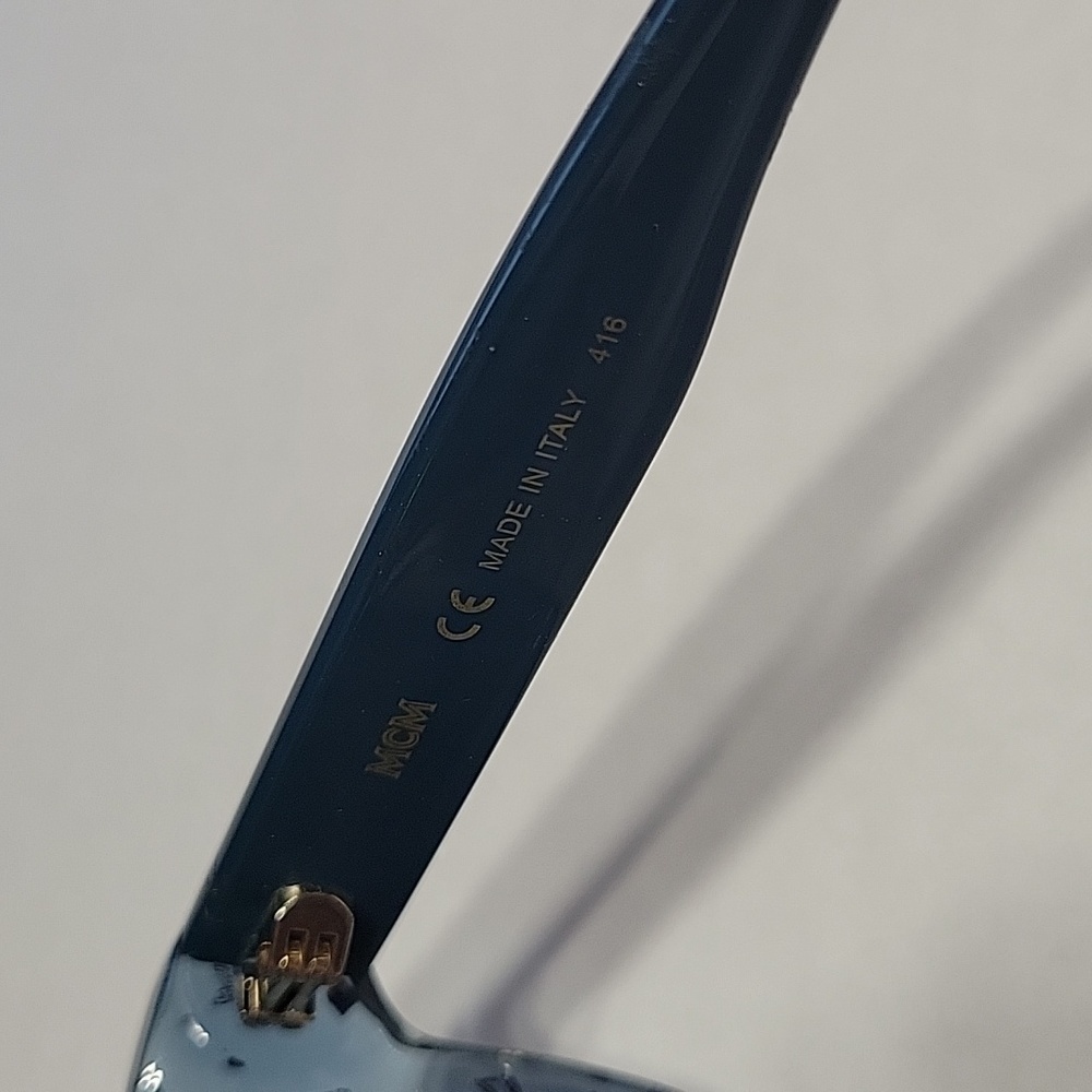 MCM! Blue Transparent Clear Monogram Visetos Wayfarer Sunglasses - Picture 8 of 9